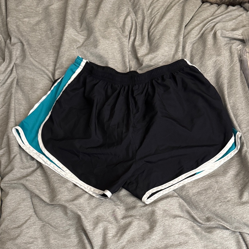 Teal and Black Women's Athletic Shorts